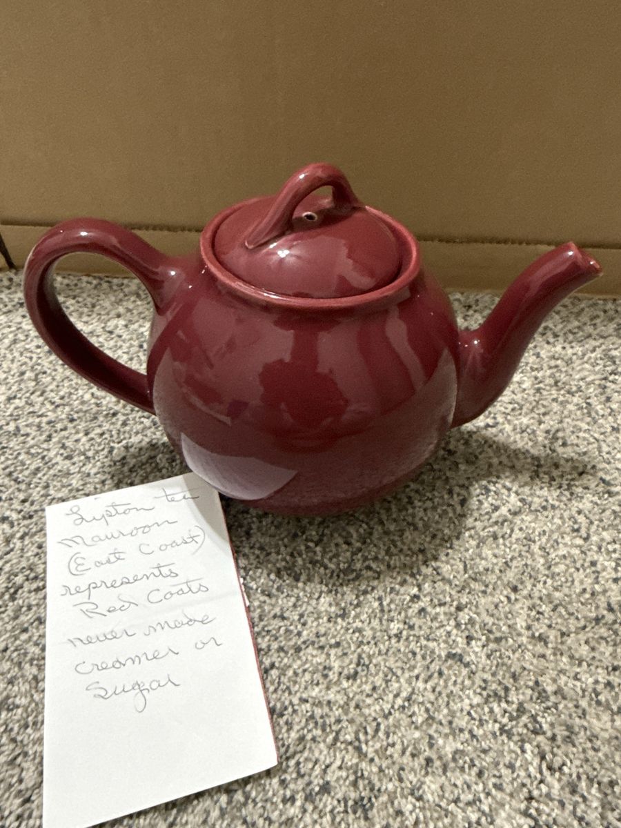 Lipton Tea Maroon Teapot (East Coast) - Red Coats Never Made Creamer or Sugar
