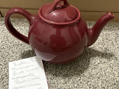 Lipton Tea Maroon Teapot (East Coast) - Red Coats Never Made Creamer or Sugar