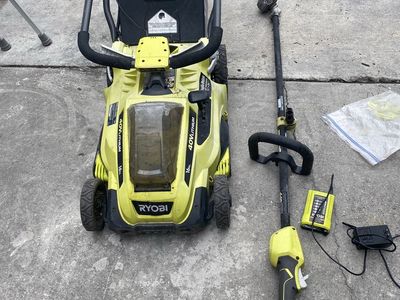 Ryobi 40V Lithium 16" Cordless Electric Lawn Mower & String Trimmer Combo