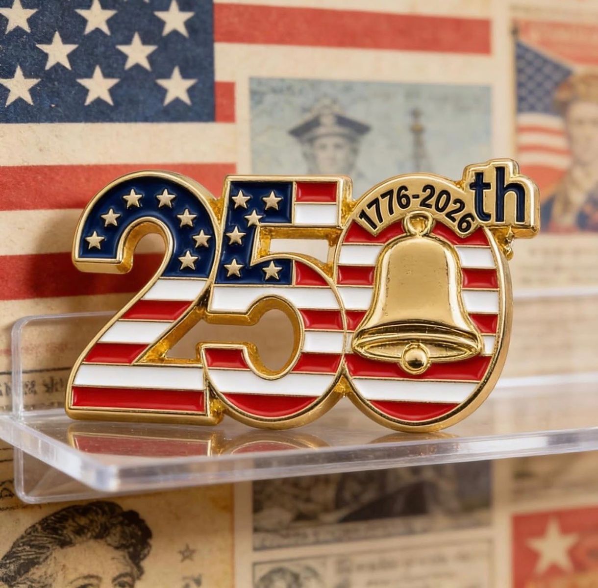 USA Semiquincentennial 250th Anniversary Lapel Pin (1776-2026) Liberty Bell