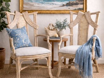 Set Of 2 Bamboo Rattan Chairs