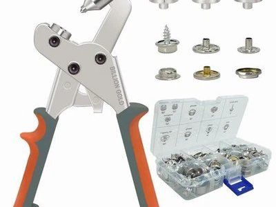Billion Gold Snap Fastener Kit: Pliers, 3 Molds, 20 sets of Snaps for Fabric/Leather - Magnetic Design