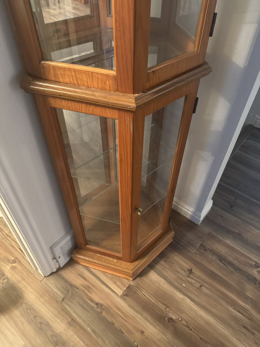 Light oak curio cabinet for sale