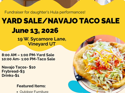 Vineyard Yard Sale/ Navajo Taco Sale June 13 8-1