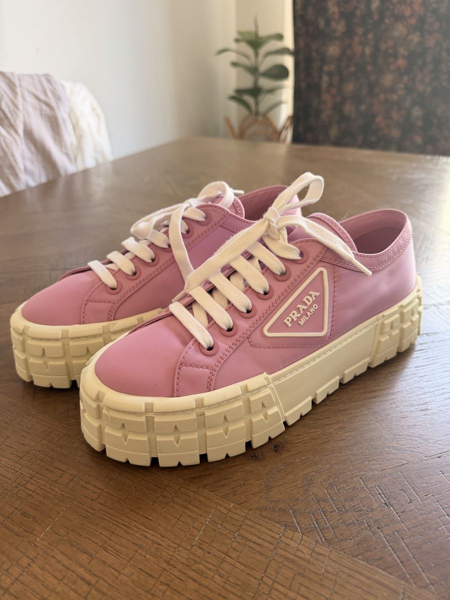Prada Double Wheel Platform Sneakers Pink (Primula) Women’s Size 39.5 / US 9.5 – Unworn