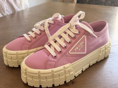 Prada Double Wheel Platform Sneakers Pink (Primula) Women’s Size 39.5 / US 9.5 – Unworn