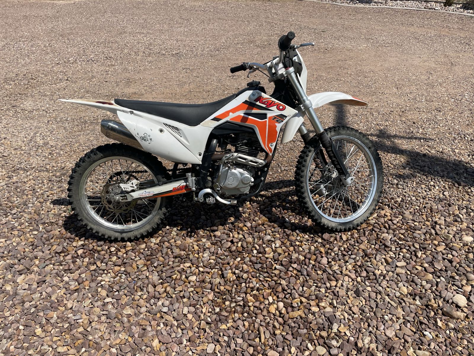 KAYO T2 Dirt Bike - White/Orange, Off-Road Motorcycle