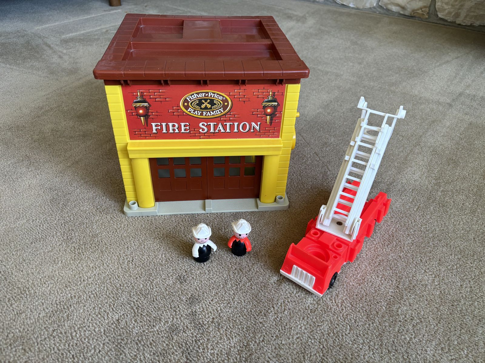 Vintage Fisher-Price Little People Play Family Fire Station Set