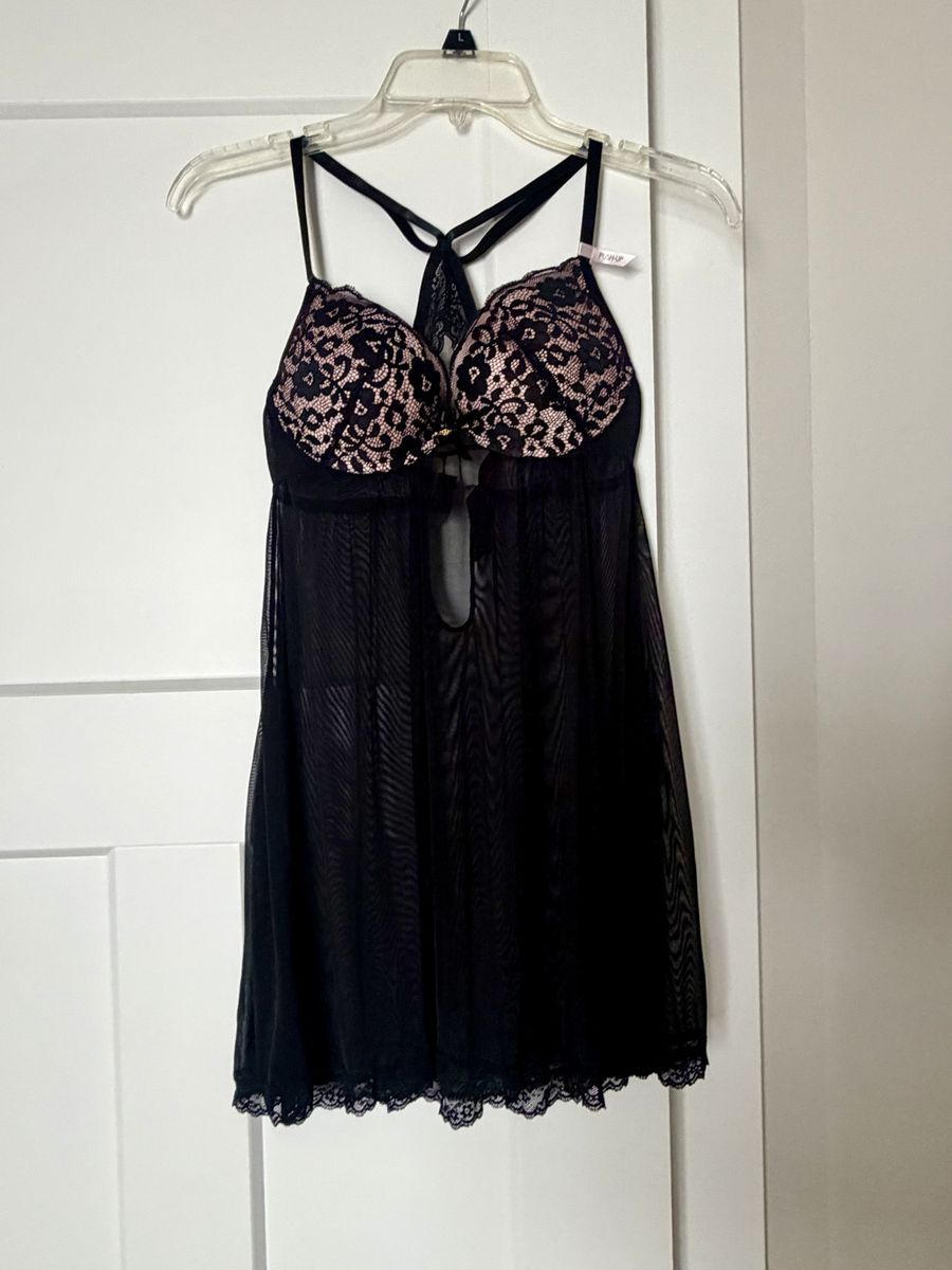 Black Sheer Lingerie with Lacy Bra