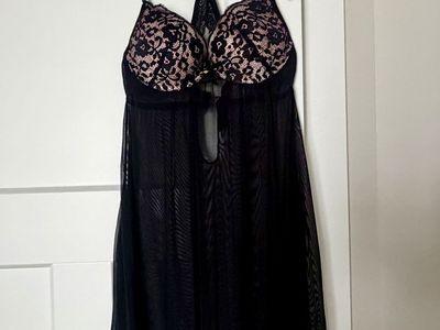 Black Sheer Lingerie with Lacy Bra