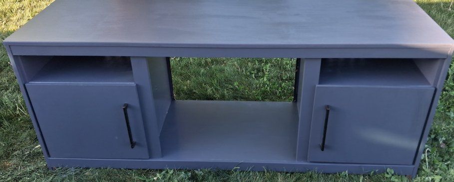 Modern Dark Gray Solid Wood TV Stand / Media Console
