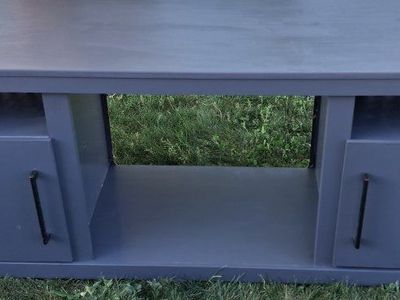Modern Dark Gray Solid Wood TV Stand / Media Console