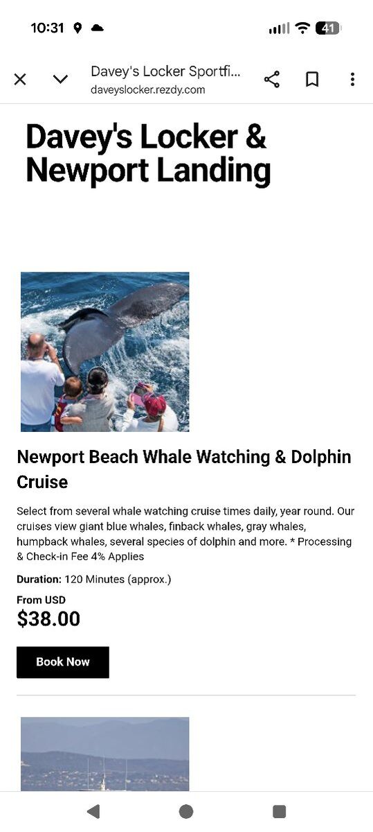 selling 7 tickets to Newport Beach whale watching.