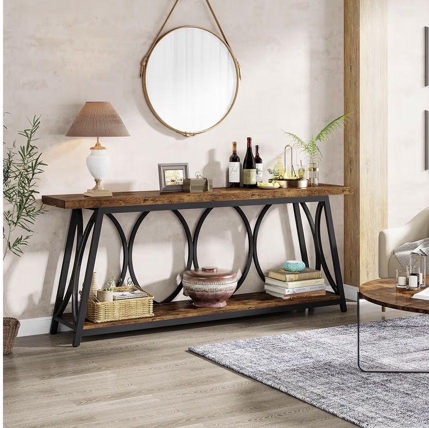 Console Table Rustic Brown