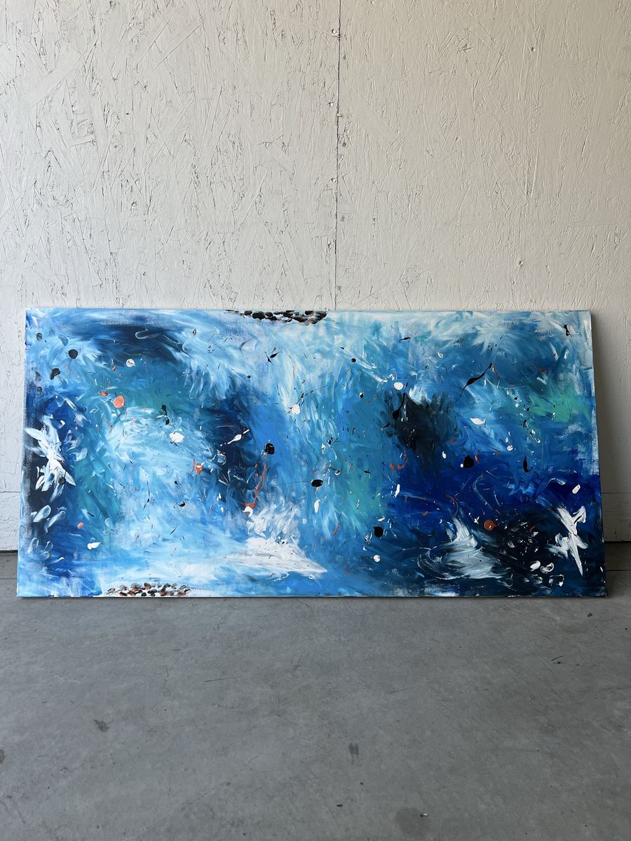 Original Acrylic Abstract Painting on Canvas, 30x60 in.