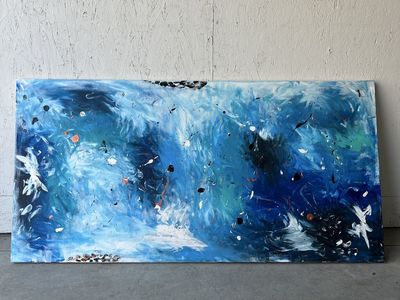 Original Acrylic Abstract Painting on Canvas, 30x60 in.
