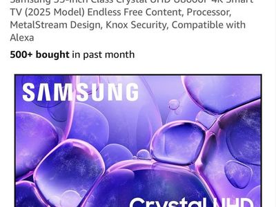Samsung 55" Crystal UHD U8000F 4K Smart TV (2025 Model) with Alexa