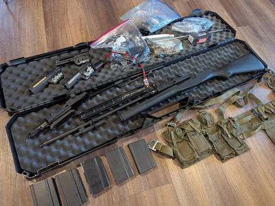 M14 Airsoft Rifle with Mags, 3 Gearboxes, case, upgrade parts, etc