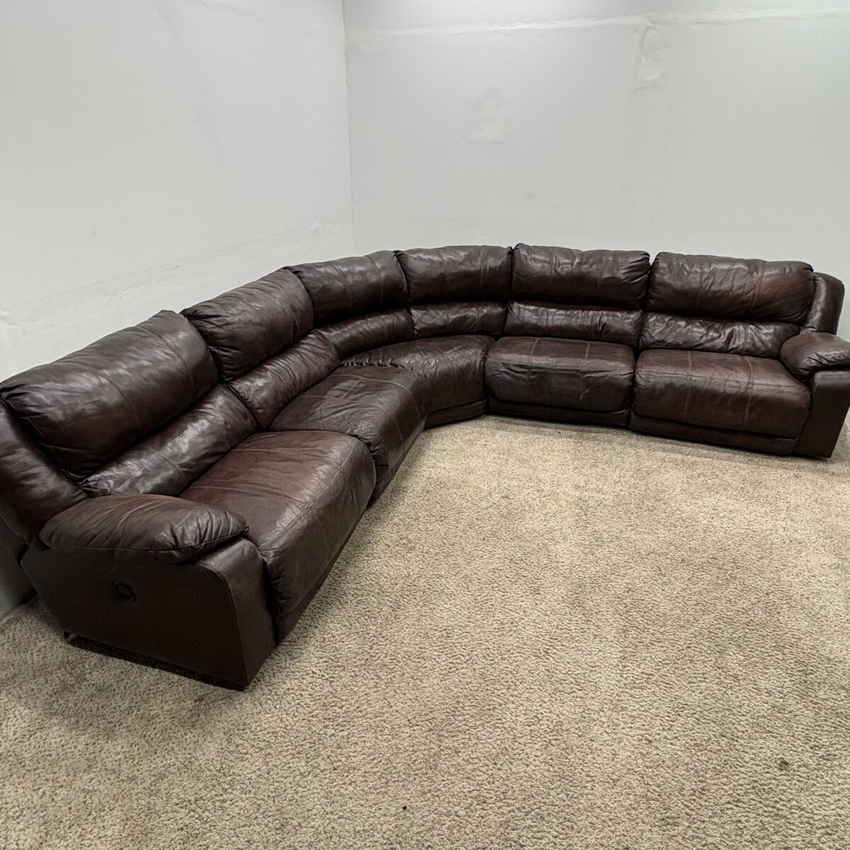 Large Premium Dark Brown Leather Sectional