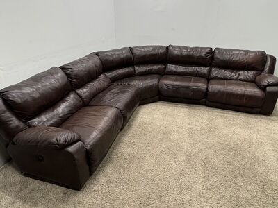 Large Premium Dark Brown Leather Sectional