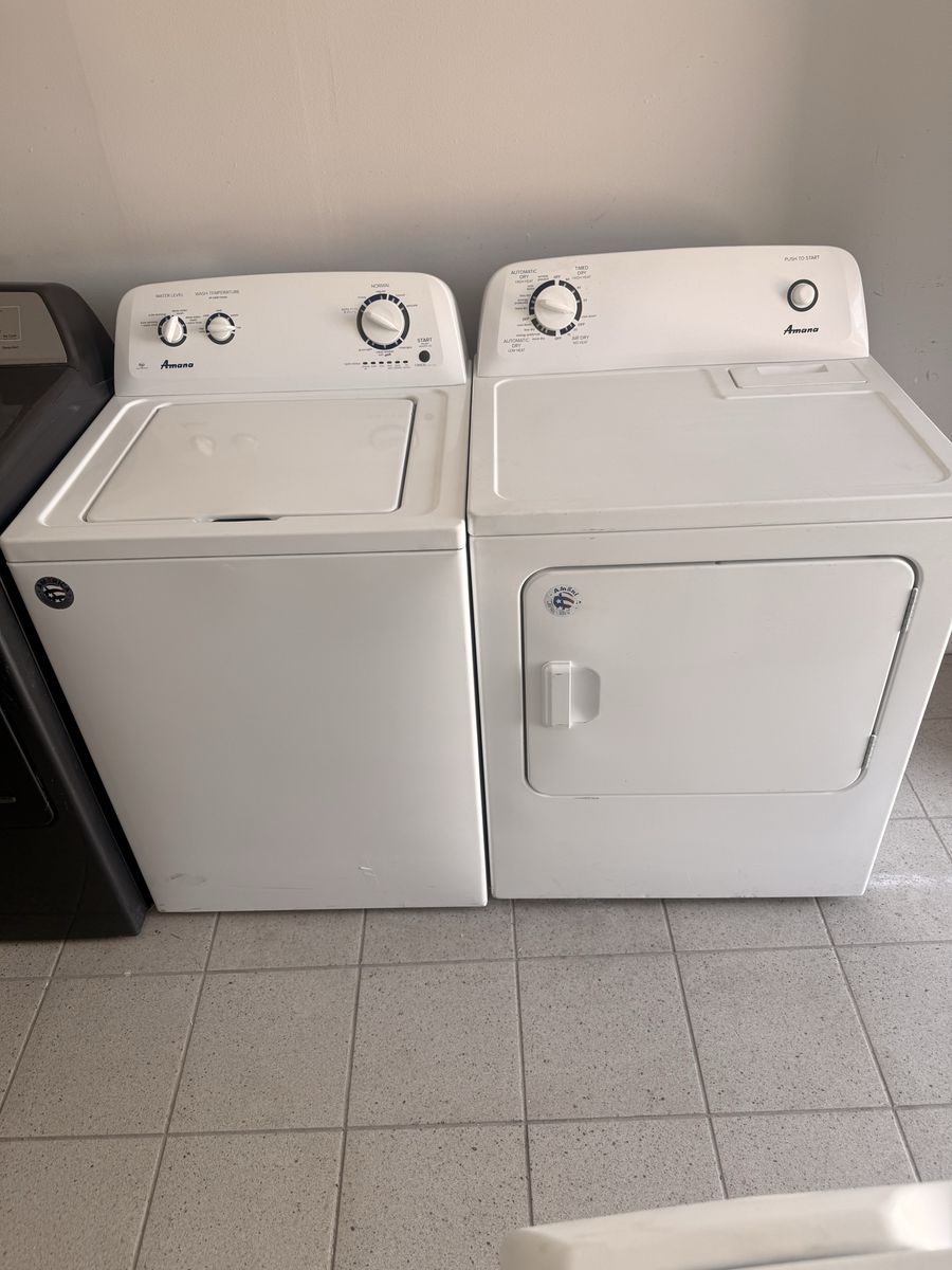 Amana White Top Load Washer & Electric Dryer Set - Excellent Condition, Ready for Your Home