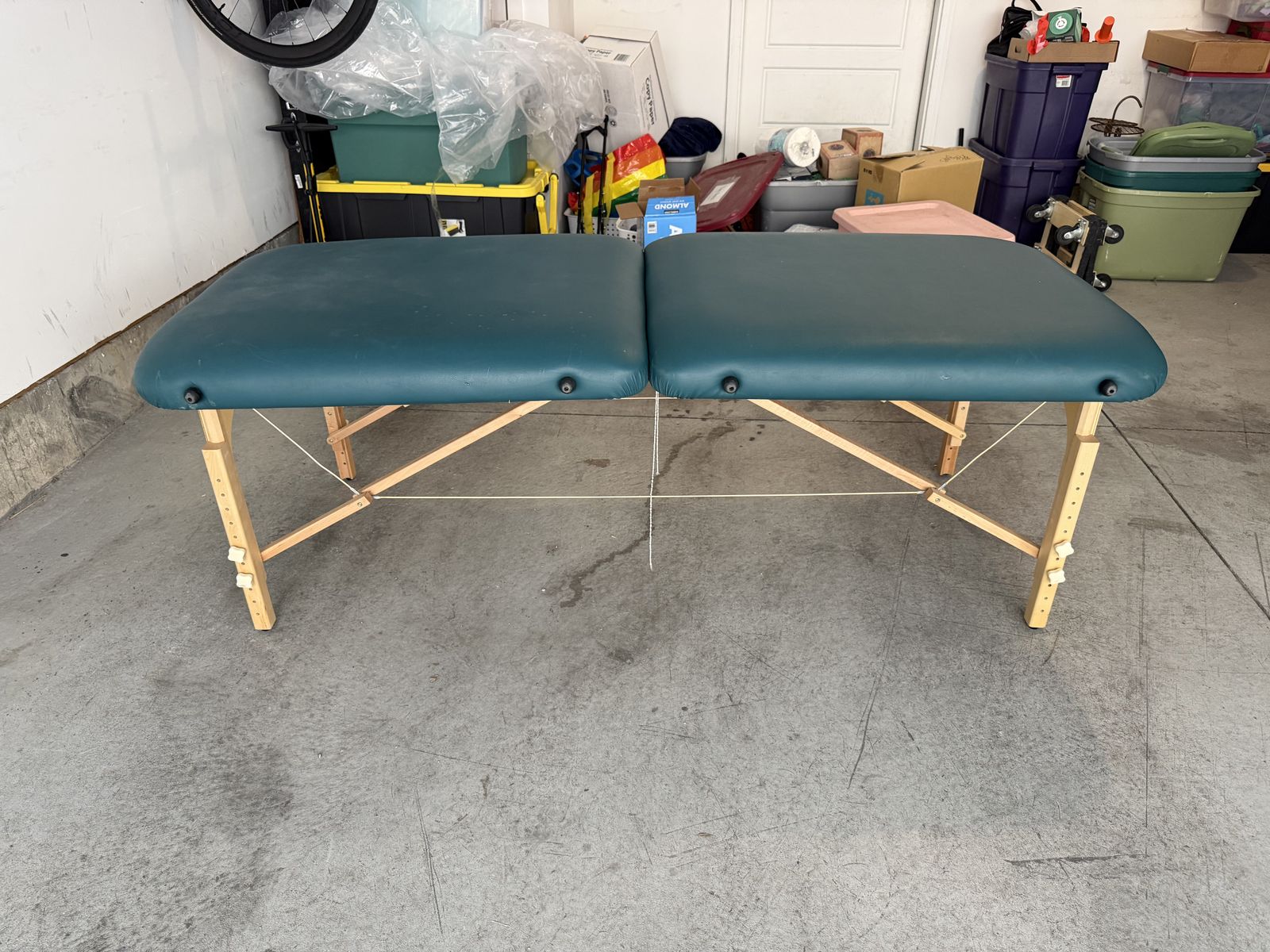 Portable Folding Massage Table - Teal Green with Wooden Legs