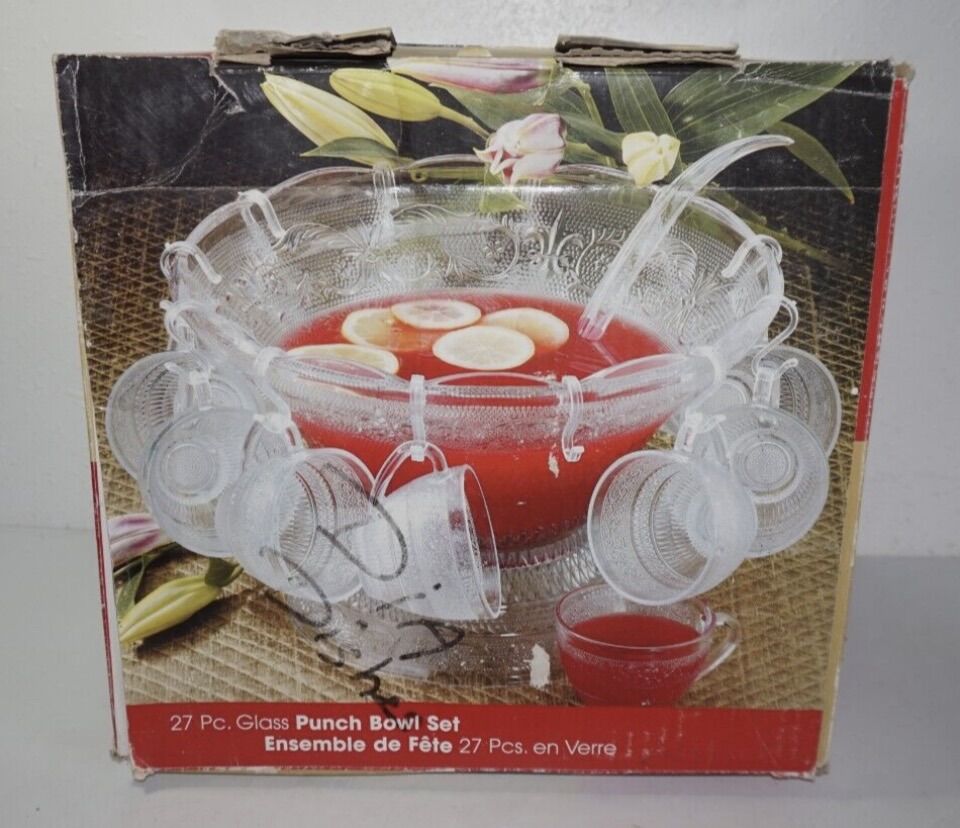 Bali 27pc Glass Salad Punch Bowl Set