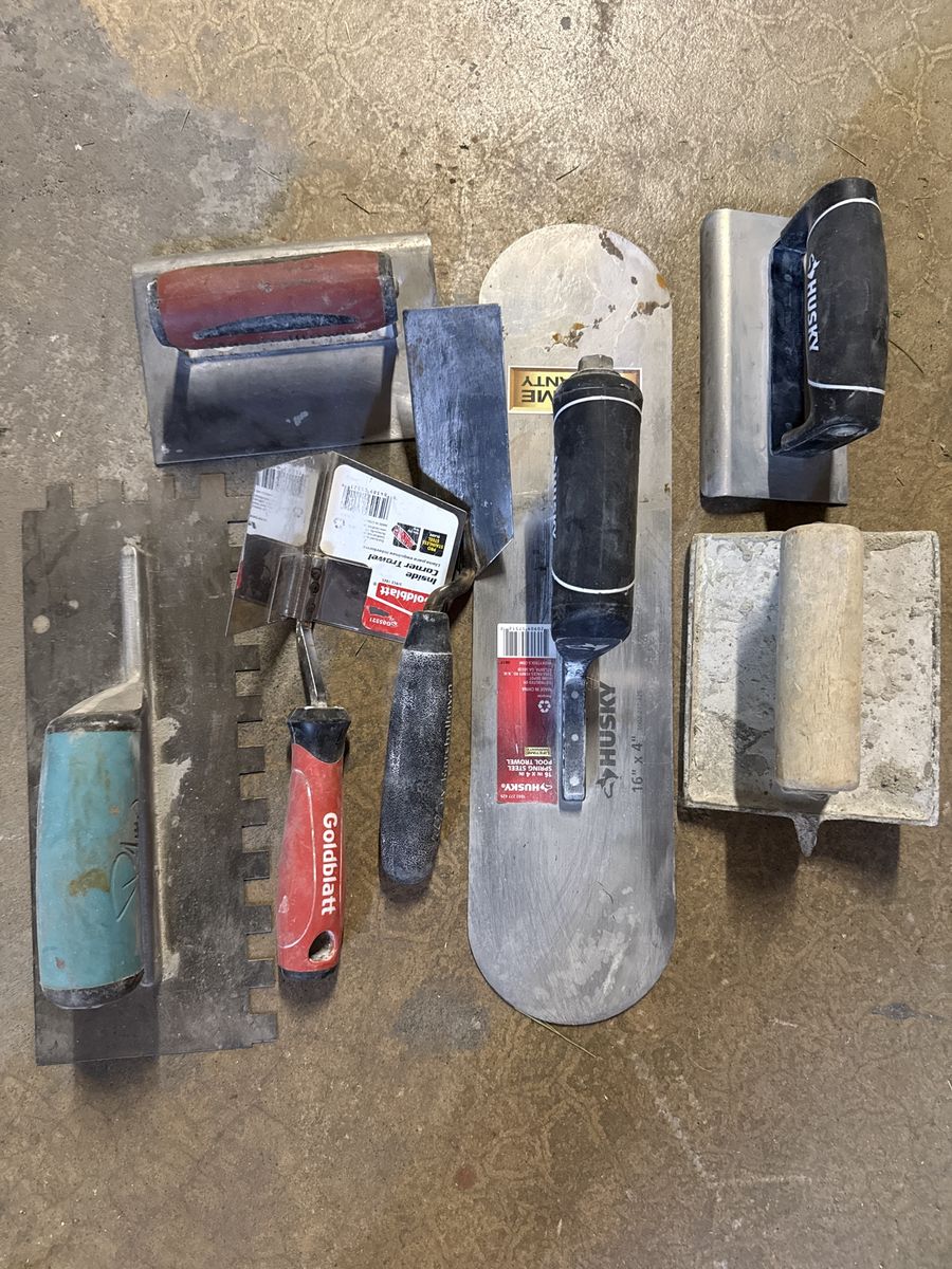 Husky & Goldblatt Concrete Trowel & Finishing Tools Set - 8 Piece Masonry Kit