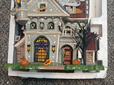 Vintage Halloween Spooky House Village Building with Light Cord