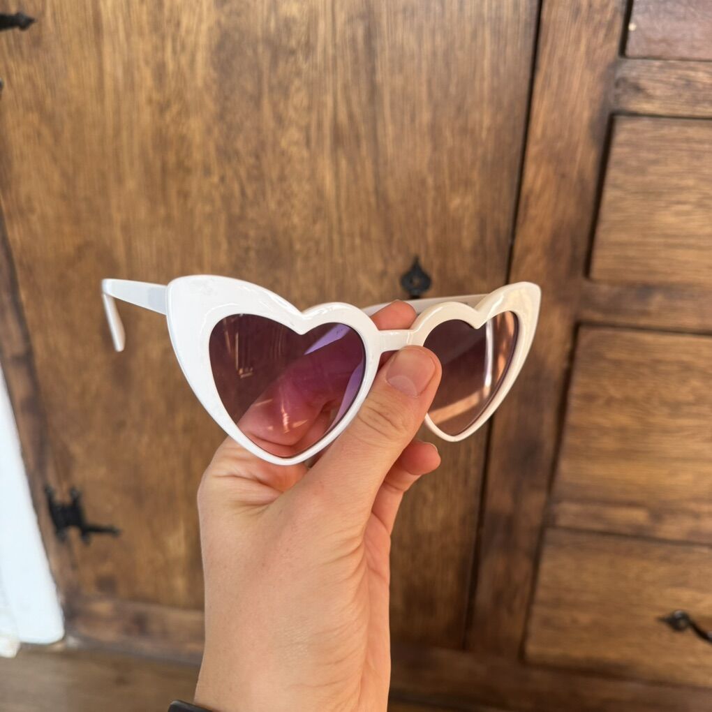 Adult White Heart Shaped Sunglasses