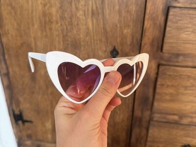 Adult White Heart Shaped Sunglasses