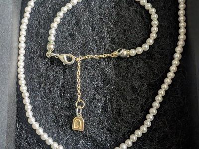 Faux Pearl Bead Necklace with Gold-Tone Heart Charm & Adjustable Chain