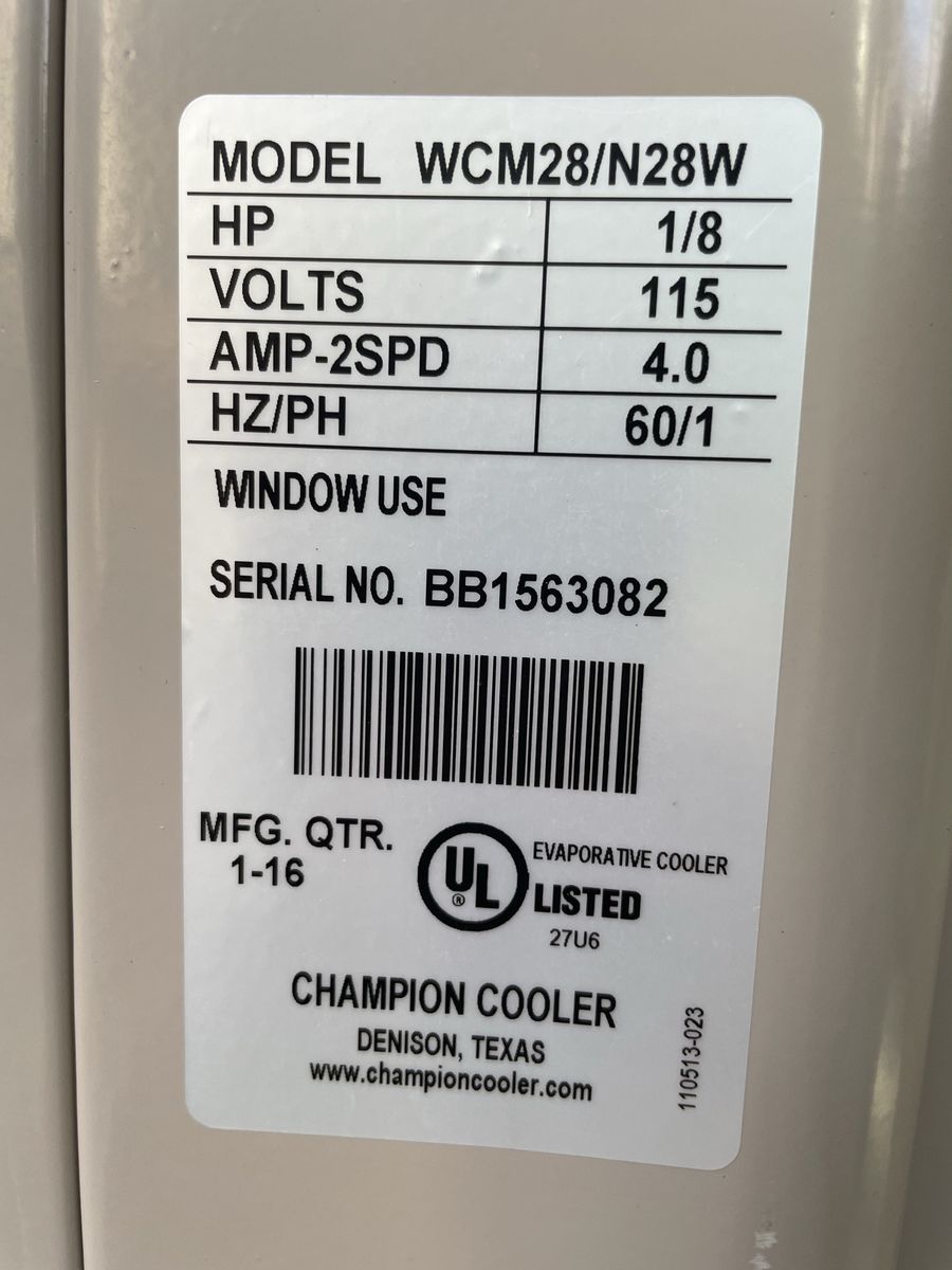 Champion evaporative cooler