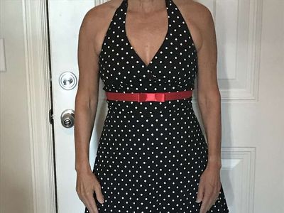 Polka Dot Dress -(black and white) knee length