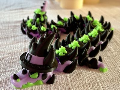 3D Printed Print Printing Rainbow Glow In The Dark Flexi Witch Frog Halloween Dragon ADHD AUTISM Fidget Fidgets Toy Toys