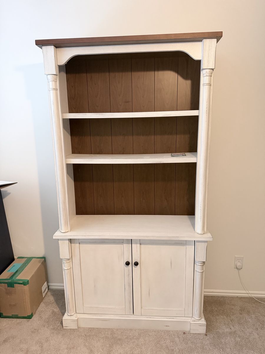 Distressed White and Wood Office Set