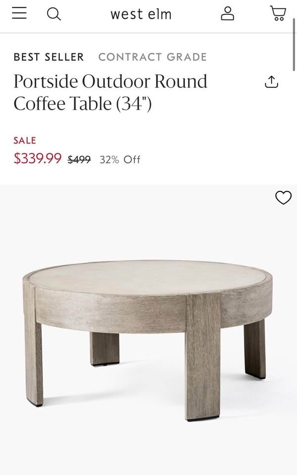 Portside Outdoor Round Coffee Table