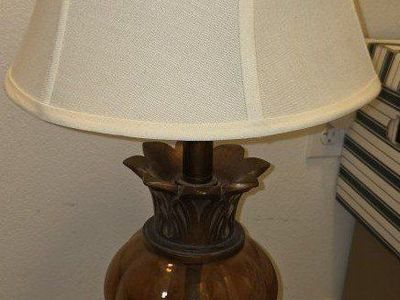 Vintage 1970s Amber Glass Table Lamp