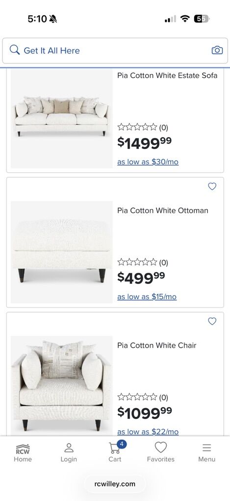 Pia Cotton Living Room Set - Like New