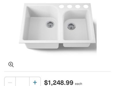 Kohler Executive Chef 33" Undermount Double-Bowl Kitchen Sink White