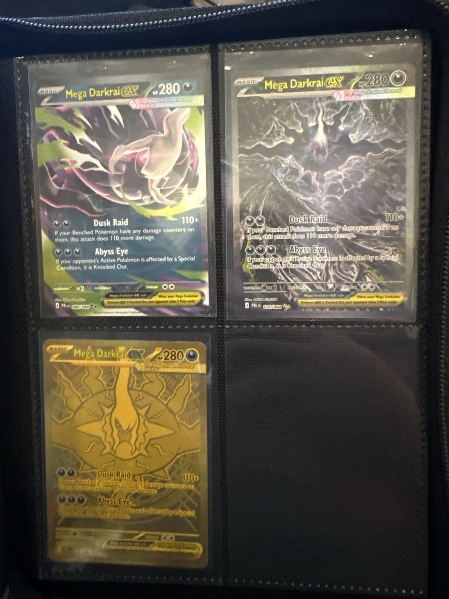Mega Darkrai EX Pokemon Card Lot - 3 Cards (Full Art, Gold Style)