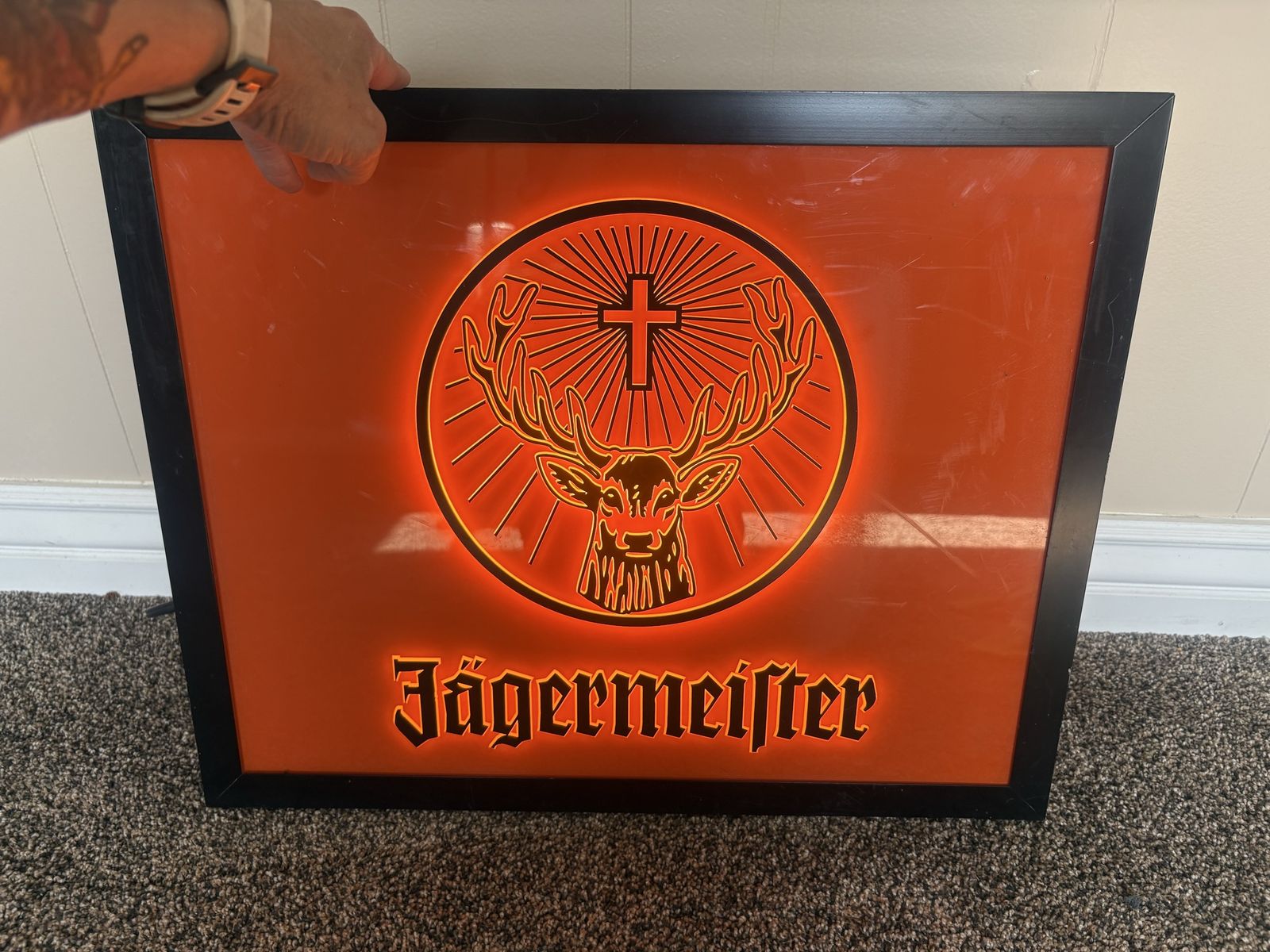 Vintage Jagermeister Illuminated Framed Bar Sign Light