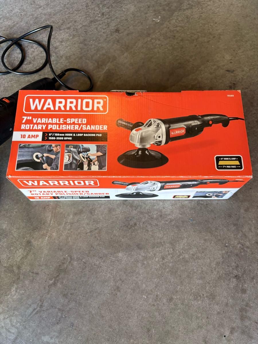 Warrior 7" Variable-Speed Rotary Polisher/Sander, 10 Amp, 1500-3500 RPMs, 6" Hook & Loop Pad