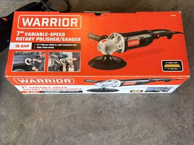 Warrior 7" Variable-Speed Rotary Polisher/Sander, 10 Amp, 1500-3500 RPMs, 6" Hook & Loop Pad