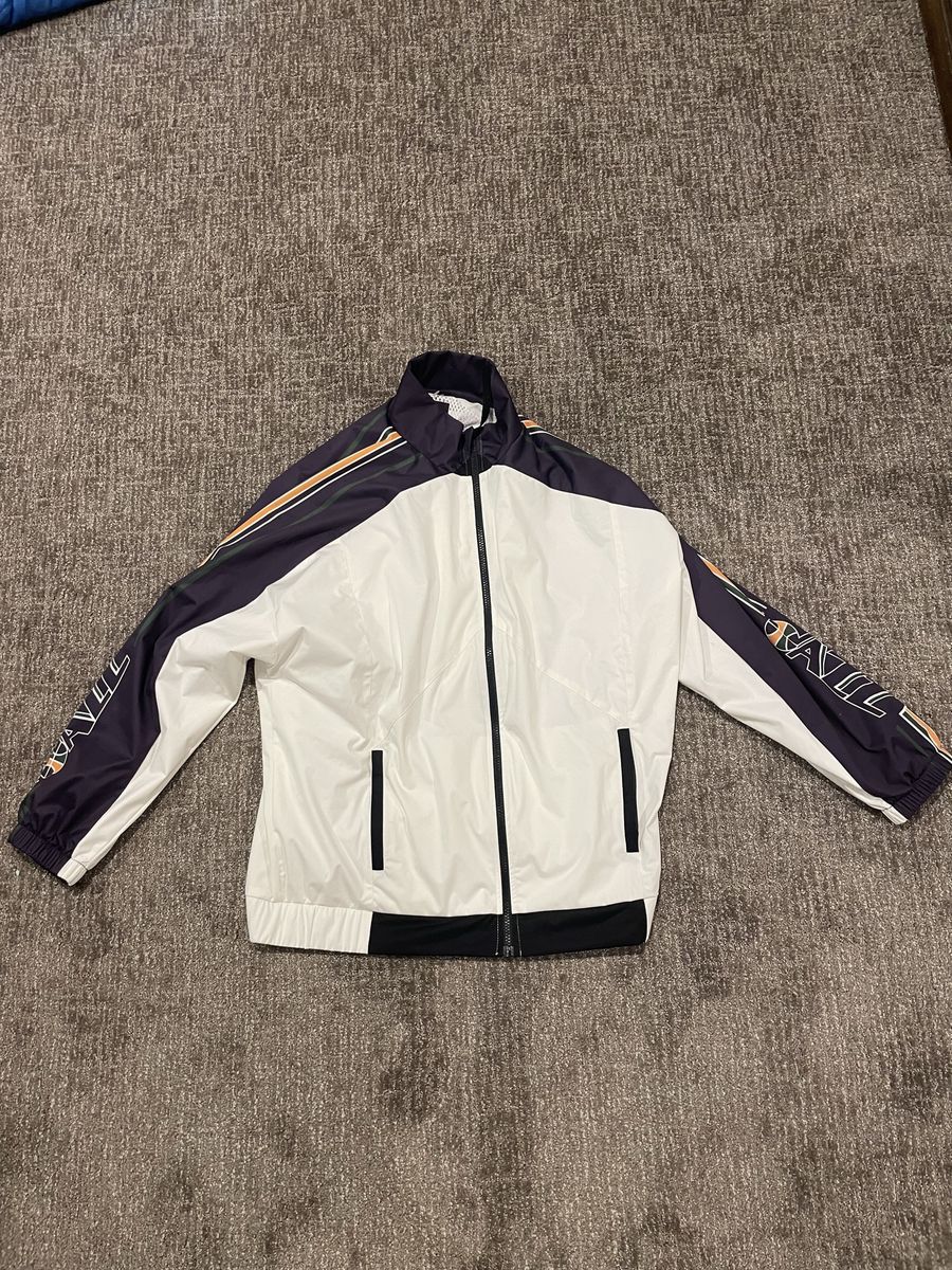 New Era Utah Jazz Track Jacket Men's L White/Navy Full Zip Windbreaker NBA. RETRO VINTAGE hard to find