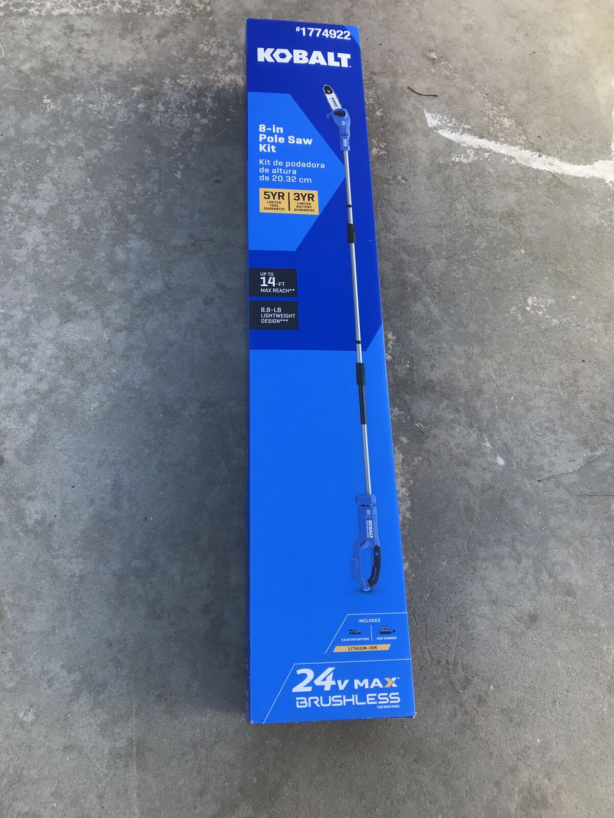 kobalt 8 inch pole saw kit with battery and charger