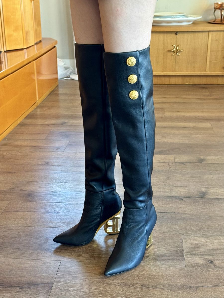 BALMAIN over the knee Nelly leather boots