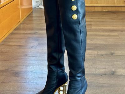 BALMAIN over the knee Nelly leather boots