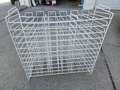White Metal Wire Retail Display Basket Bin with Dividers - Store Fixture