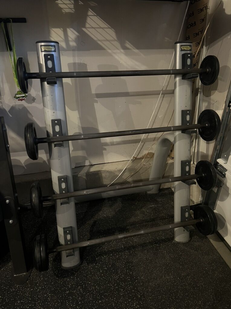 Straight Bar Fixed Barbell 20-50Lb W/ Storage Rack